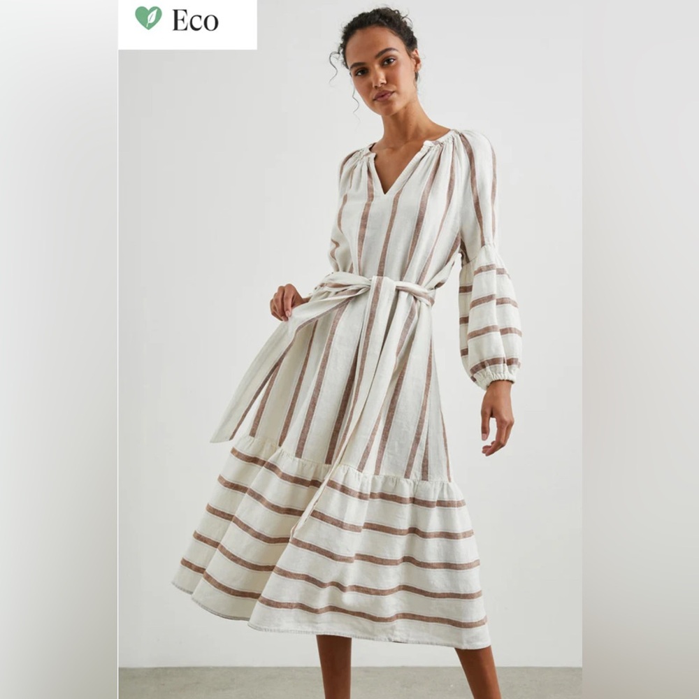 Rails Cream and Brown Striped Dress